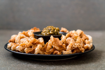 Fried pork rince or Pork snack with Northern Thai Green Chilli Dip