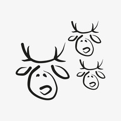 Christmas deer doodle icon.