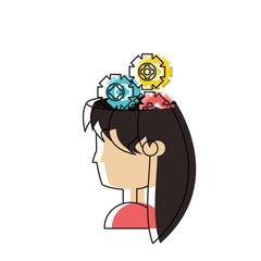 cartoon woman with gear wheels