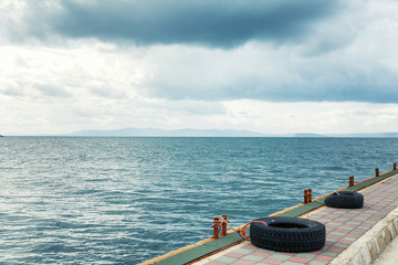 Fototapeta premium Concrete pier, beautiful sea view