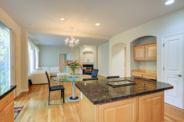 Sun filled open floorplan home interior