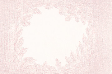 Stylized frame in the frame of small vegetable and textile patterns of soft pink color