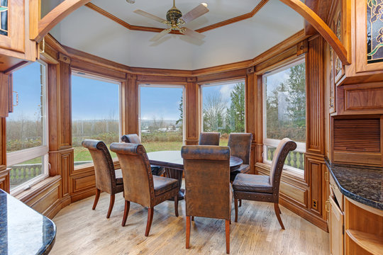Mansion interior features Bay window breakfast nook