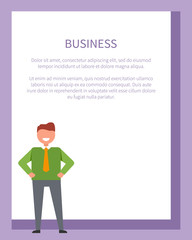 Business-Related Poster Depicting Cheerful Man