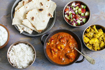 Chicken tikka masala with aloo gobi