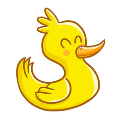 Cute and funny little duck smiling - vector.