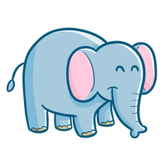 Funny and cute elephant smiling happily - vector.