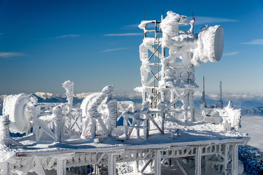Frozen satellites in winter