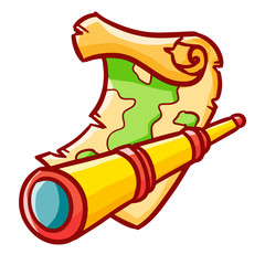 Cool and great treasure map and binocular - vector.
