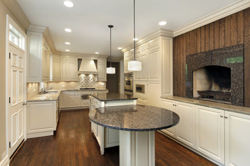 Kitchen with fireplace