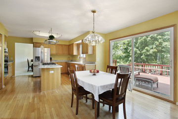 Kitchen with doors to deck