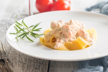 Tagliatelle pasta with Salmon