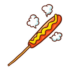 Cute and yummy roasted sausage - vector.