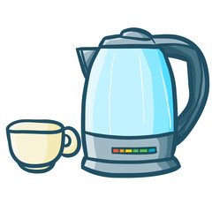 Funny drinking water heater for tea or coffee - vector.