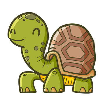 Cool and funny old turtle walking happily - vector.