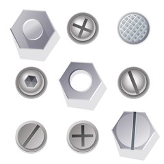 set of fastenings screw screw cap head hat top view