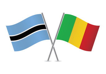 Botswana and Mali flags.Vector illustration.