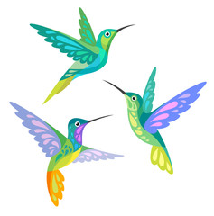 Obraz na płótnie Canvas Stylized Birds - Hummingbirds