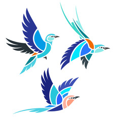 Stylized Birds - Rollers