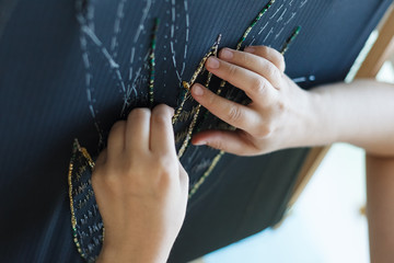 Embroidery of flower with beads