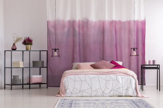 Gradient curtains in girl's bedroom
