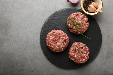 Uncooked beef minced meat for burgers