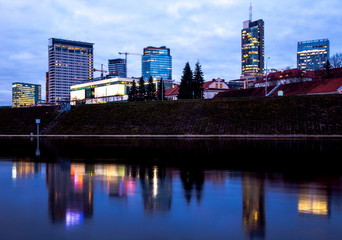 Naklejka premium Vilnius,the Buildings on the Right Bank of the Neris River,Lithuania