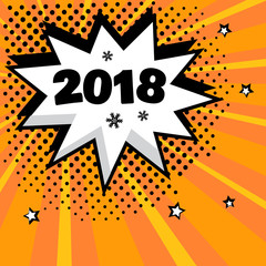 White comic bubble with word on orange background. Comic sound effects in pop art style. Vector illustration.