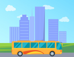 Public Bus in City Colorful Vector Illustration
