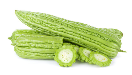 Momordica charantia on white background. Gourd