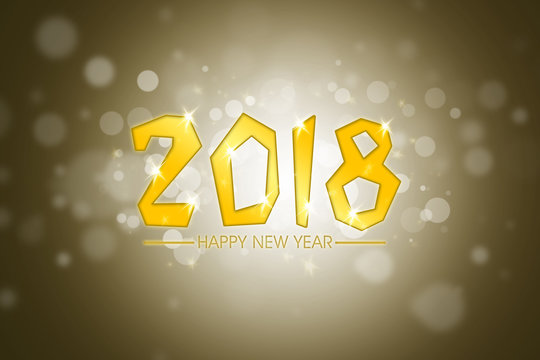 happy new year 2018 with bokeh and gold background