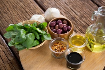 Pickled olives with various ingredients