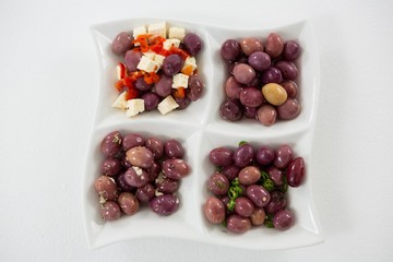 Marinated olives with herbs and spices
