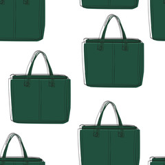 Seamless green bags pattern.