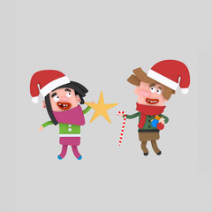 Children holding Christmas ornaments

Isolate. Easy background remove. Easy color change. Easy combine! For custom illustration contact me.