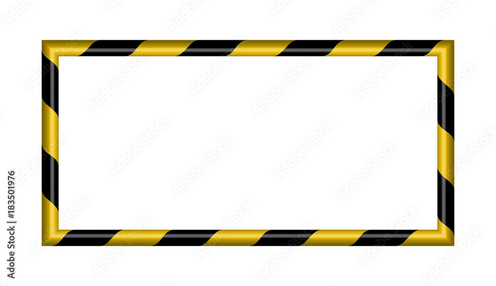Poster 3d warning striped rectangular background, yellow and black stripes on the diagonal, warning to be c