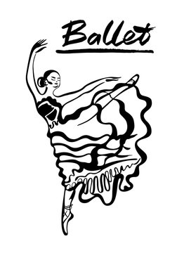 Ballet. Vector hand drawn graphic illustration.