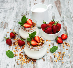 Yogurt and granola for breakfast