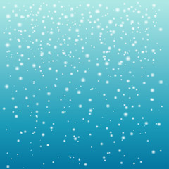 Falling snow on blue background with gradient. Vector illustration