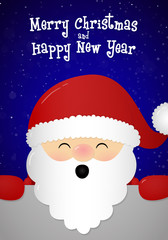 Christmas card with Santa Claus and wishes. Vector.