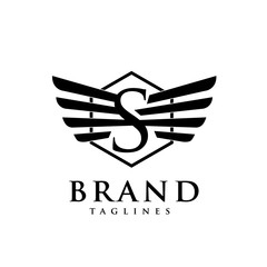 letters s with wings and hexagon logo vector, Creative Letter s with wings design element. letter s wings Corporate branding identity Vector template