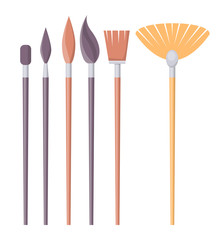 Set of Paint Brushes of Different Shapes Isolated