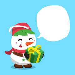 Cartoon snowman with speech bubble