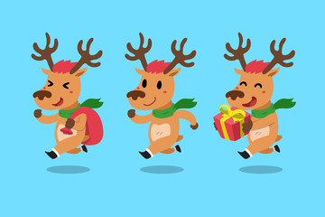 Vector set of cartoon reindeer © jaaakworks