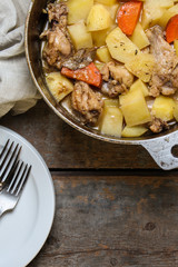 stewed potatoes with chicken and vegetables