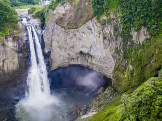 Impressive San Rafael waterfalls in the lush rainforest of Ecuadorian Amazon
