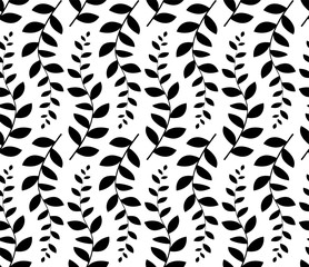 Vector floral Seamless Patterns Set. Monochrome Textures.