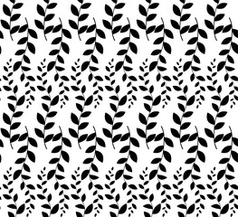 Vector floral Seamless Patterns Set. Monochrome Textures.