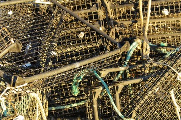 Obraz premium Fishing baskets in the port of Santa Pola, Alicante