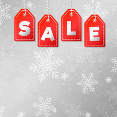 Background with snowflakes for Winter or Christmas Sale. Vector.